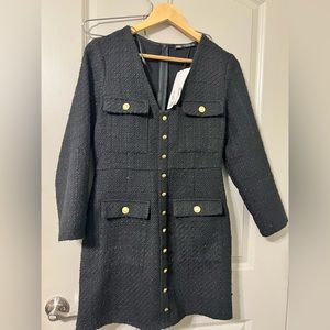 Elegant Zara Black Tweed Mini Dress